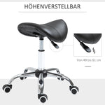 Saddle Stool Work Swivel Chair, Height Adjustable Upholstered, Black