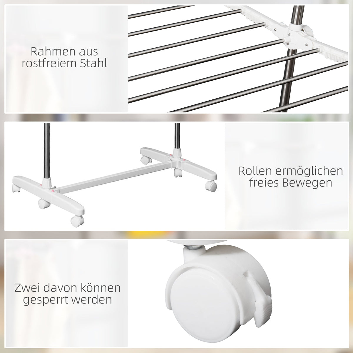 Mobile Clothes Airer, Foldable Tower Dryer 2 Levels, Silver
