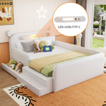 Children's Upholstered Bed 140x200 Bear Headboard White Faux Leather
