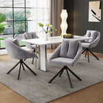 Swivel Dining Chair Set of 6 with Ergonomic Design, Grey Velvet