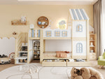 Children's Bunk Bed 90x200cm with Roof & Storage Ladder, White
