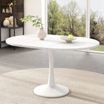 Extendable Dining Table Oval 100/140x100cm Modern Simple - White