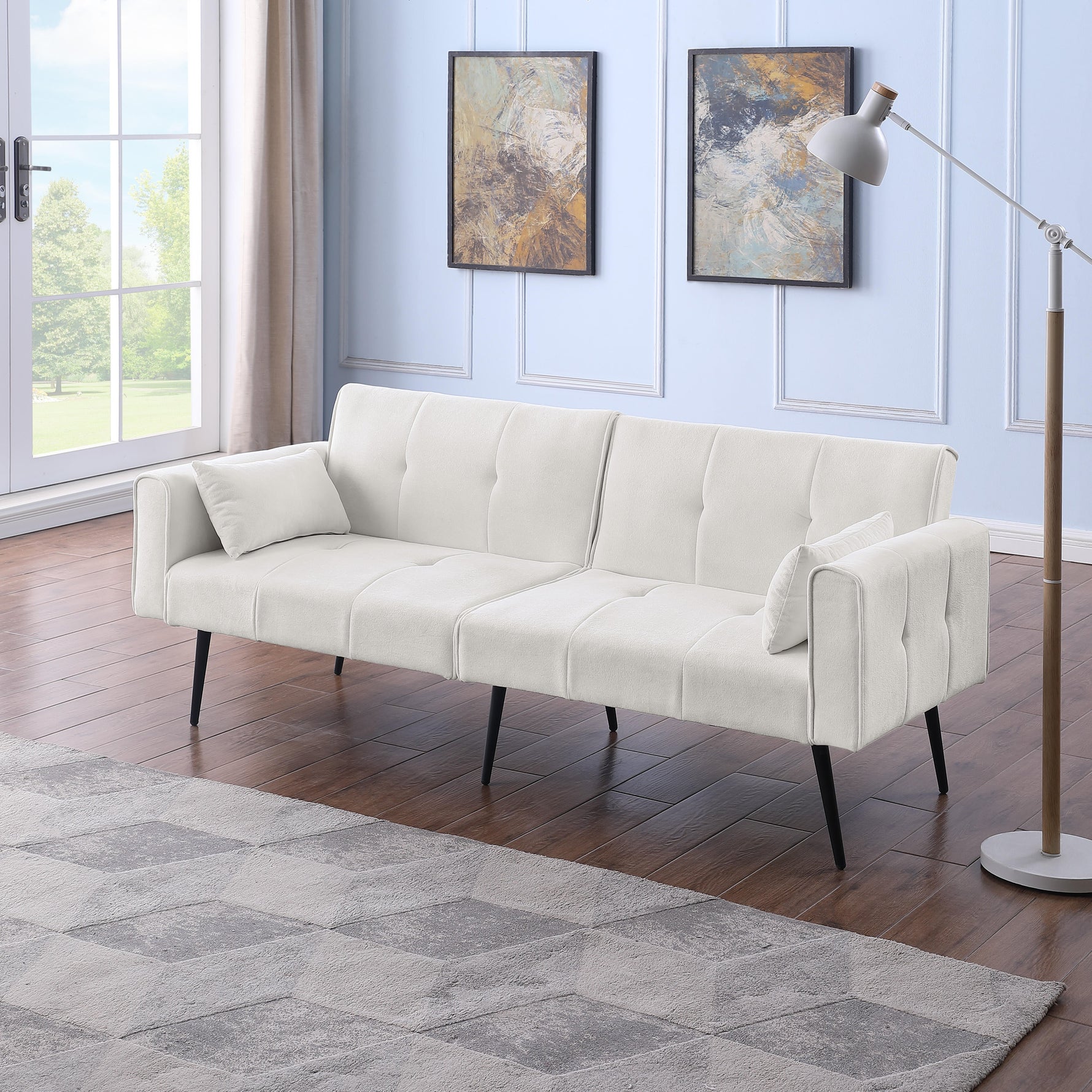 Futon Sofa Bed, Modern 68" Convertible Sleeper Couch, Small Spaces