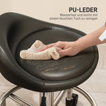 Rolling Stool, Adjustable Swivel with Backrest, Black