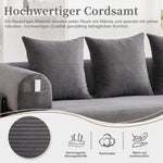 Sofa Foldable Metal Frame with 3 Cushions Side Pockets Dark Grey