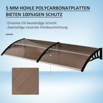 Front Door Canopy, Polycarbonate, Brown
