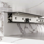 Telescopic Dining Table 120-160cm Extendable Black Crossed Legs - White Marble