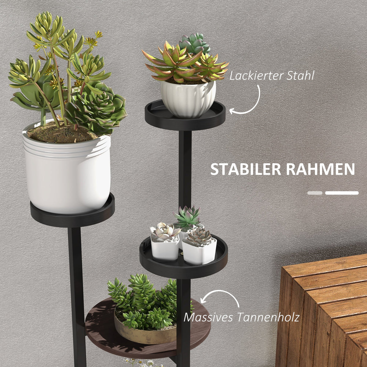 Plant Stand, 5 Levels, Wooden, Brown