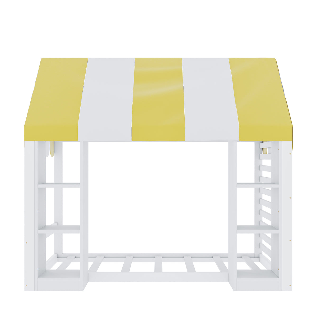 Children's Canopy Bed 90x200cm with Storage, Wooden Frame, White