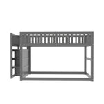 Low Bunk Bed, 140x200cm Safety with Storage, Wooden, Grey