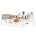 Daybed Sofa Bed 140x200cm Pull-out Bed LED Shelf USB - White Pine Wood
