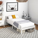 Wooden Bed Frame 208x96cm Slatted Base Headboard, White