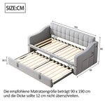 Upholstered Bed Sofa, 2-in-1 Multifunctional with Socket & Storage Bag, Light Grey Velvet