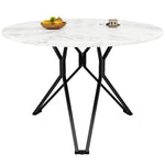 Round Dining Table, 100x100x76cm, 4-Person, MDF Marble, Black