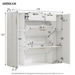 Modern shoe cabinet with adjustable shelves, 2 drawers, folding and 2 doors, white