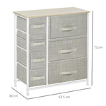Drawer Cabinet, 7 Foldable Fabric Drawers, Non-Woven, Grey
