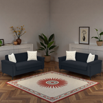 Sofa Set 2-Piece 172cm Space-Saving Metal Legs - Black Fabric
