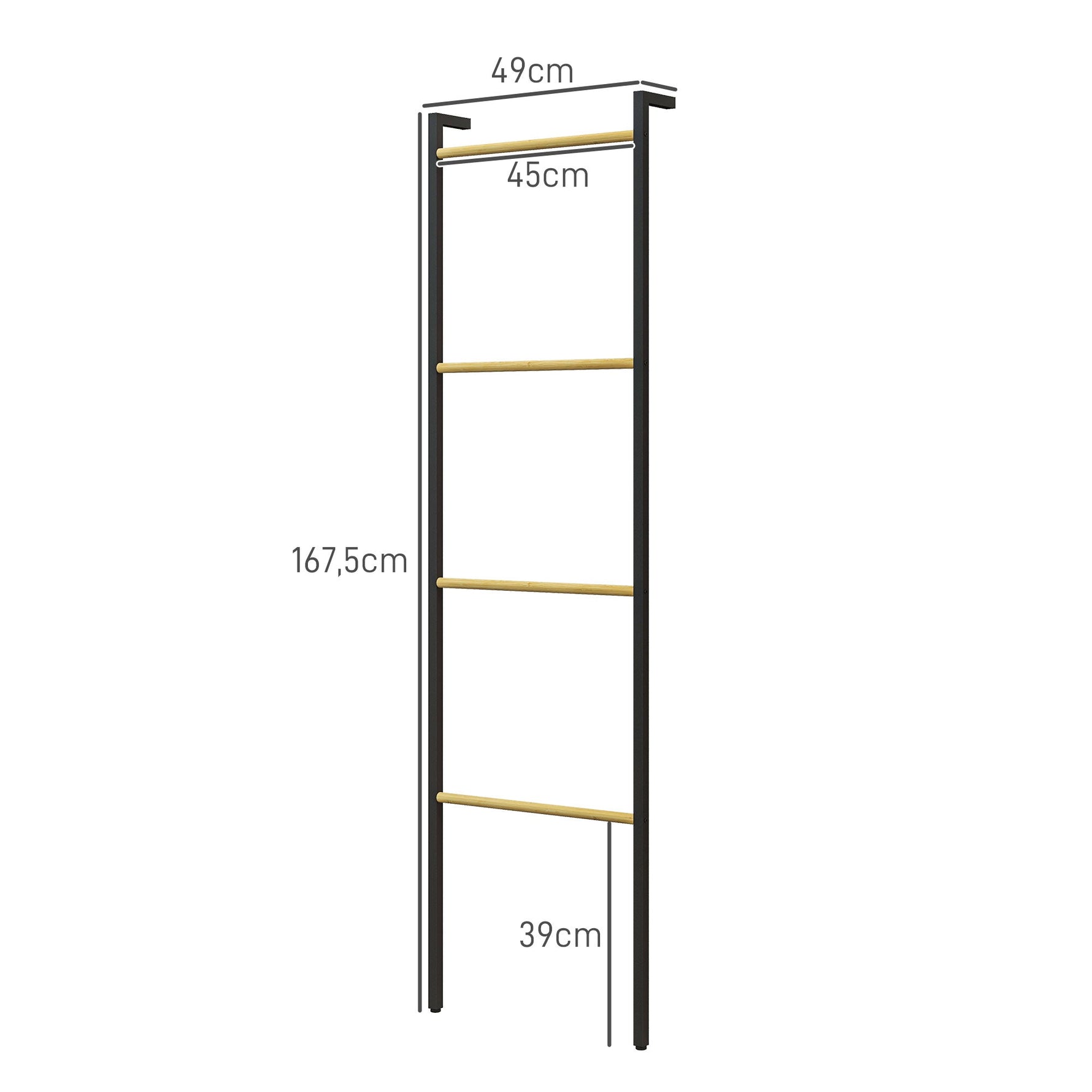 Towel Ladder, 4 Bars, Space Saving, Steel Black