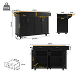 Modern Kitchen Island Multifunctional Dining Cart Storage - Black