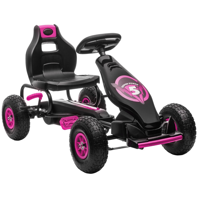 Children's Go-Kart with Pedals and Adjustable Seat, Pink and Black