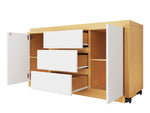Desk, Multifunctional Rotating, Lockable Casters, White/Oak