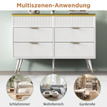 Sideboard, 6-Drawer Amber Glass, White