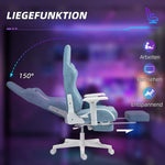 Gaming Chair with Reclining Function, Ergonomic, Faux Leather Blue