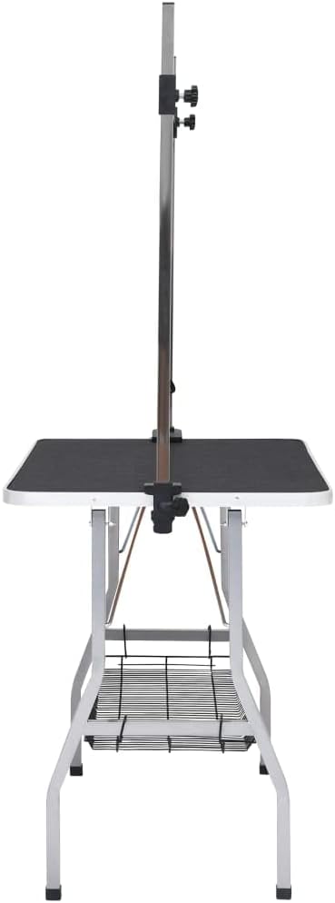 Collapsible Pet Grooming Table, Adjustable Arm & Storage, Steel Legs