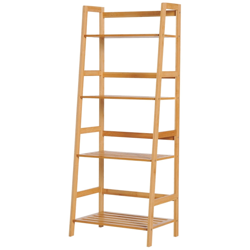 Ladder Bookcase, 4-Tier Bamboo Top, Natural