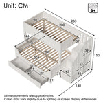 Bunk Bed with Ladder, Wardrobe, & Drawers, Sleigh Design 90/140x200cm Wooden White