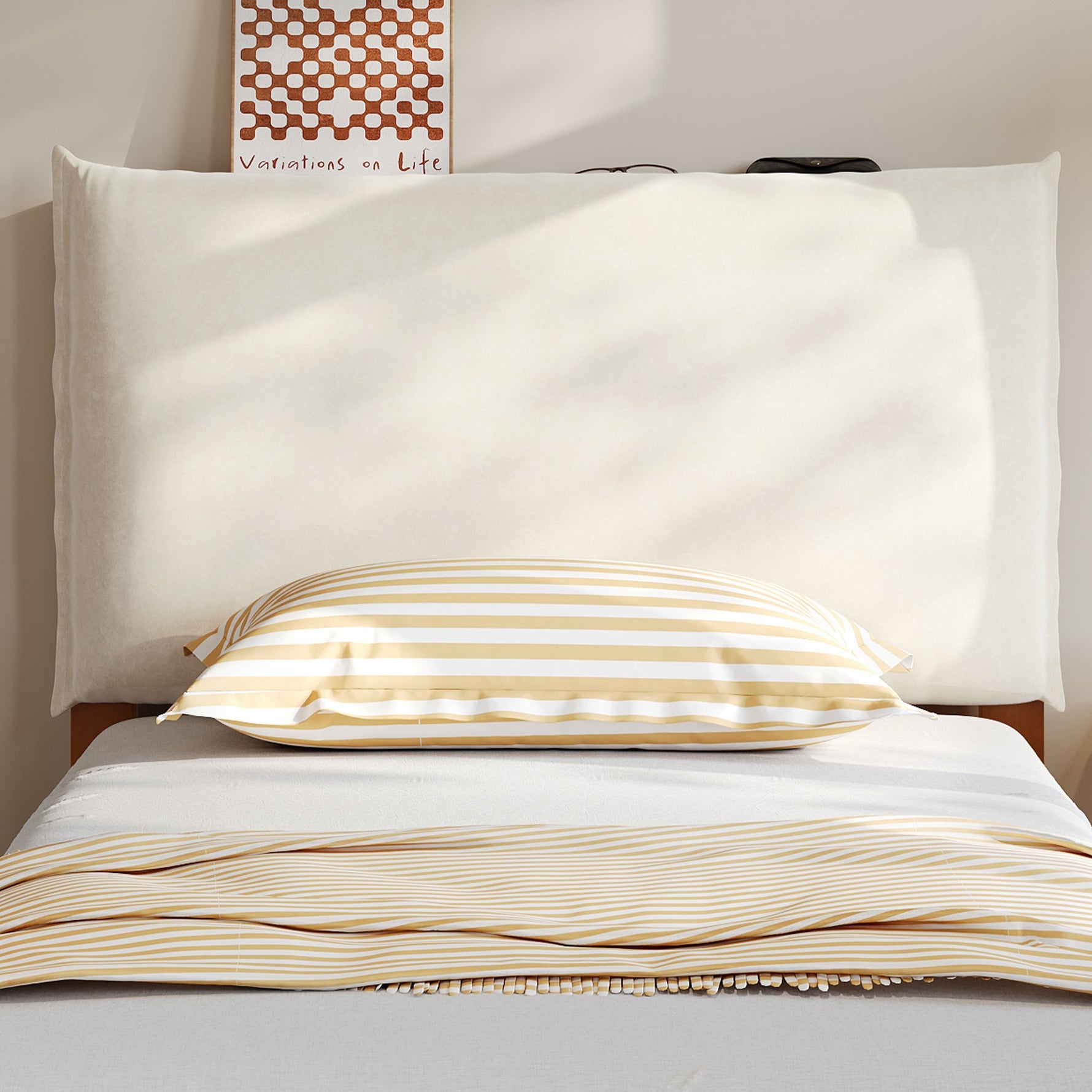Upholstered Single Bed with Padded Headboard and Slatted Base, Dark Brown