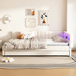 Daybed Sofa Bed 140x200cm Pull-out Bed Storage LED USB/Type-C - Linen Beige