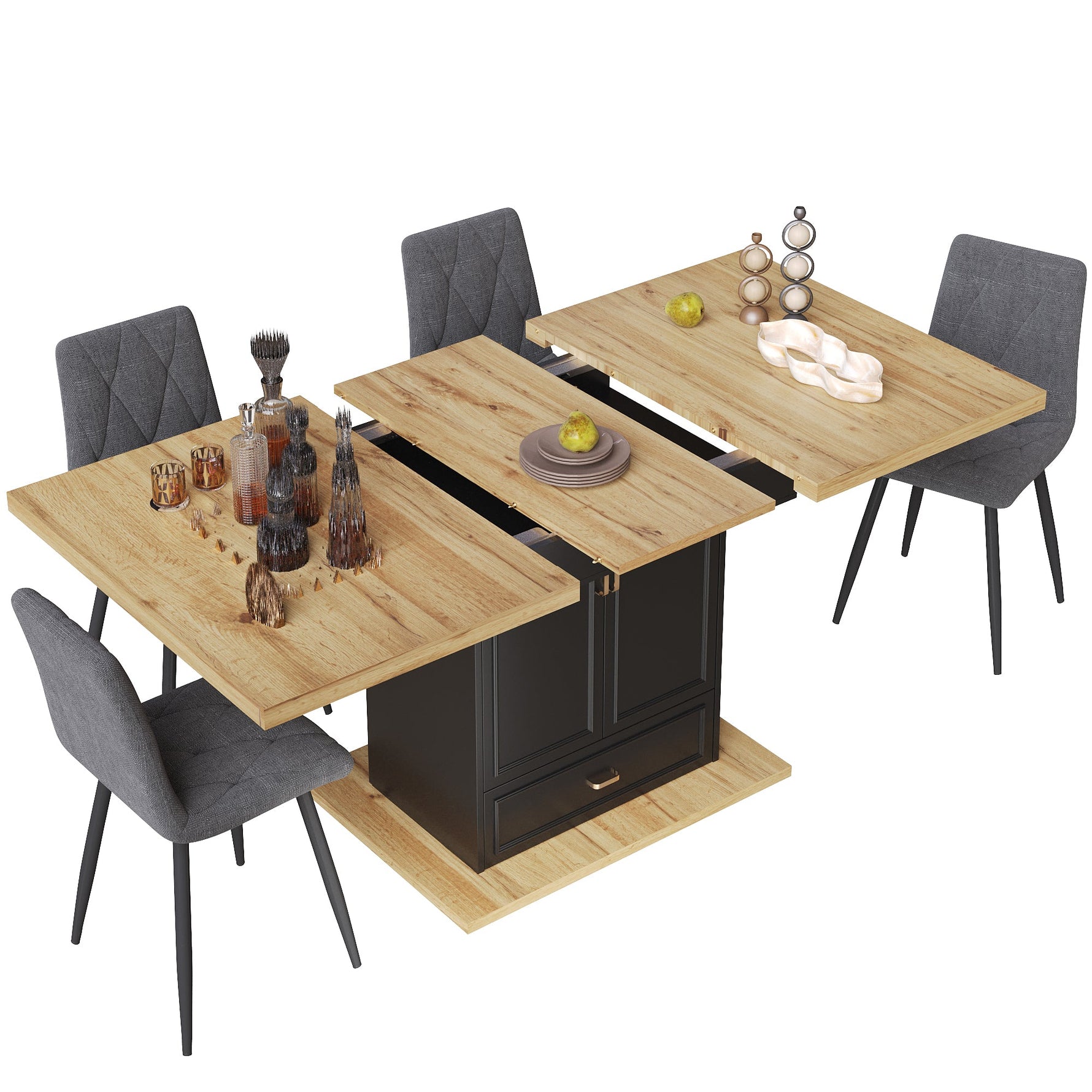 Extendable Dining Table 110-140cm 6-Person for Kitchen & Dining Wooden