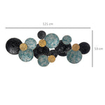 3D Wall Art, Modern Sculpture, 121x53cm, Gold Black Blue Metal