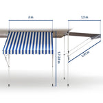 Folding Arm Awning Clamp-On Height Adjustable 200x150cm Aluminum Blue/White
