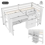 Mid-height Bed 90x200cm House Shape Storage Entertainment Area, White