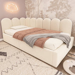 Upholstered Daybed Sofa Bed 90x190cm Hydraulic Storage Metal Slatted Base, Beige Velvet