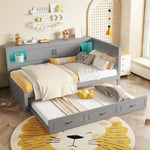 Sofa Bed Daybed 90x200cm Pull-out Bed LED Storage USB Outlet - Grey