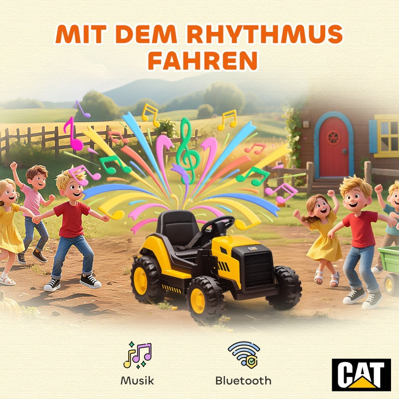 Children's Ride-On Construction Vehicle with Remote Control and Bluetooth, Yellow
