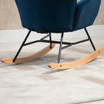 Rocking Chair with Ears, Padded, Velvet Fabric Blue
