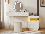 Dressing Table Set with LED Mirror & 4 Drawers, White