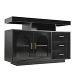 LED Sideboard Buffet Cabinet with 16-Color Lights and 3 Drawers, Black