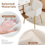 Dining Lounge Chairs Set of 4 with Gold Legs, Beige Teddy