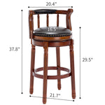 Bar Stools 360° Swivel with Backs Bar Counter Height - Cow Top Leather Wooden