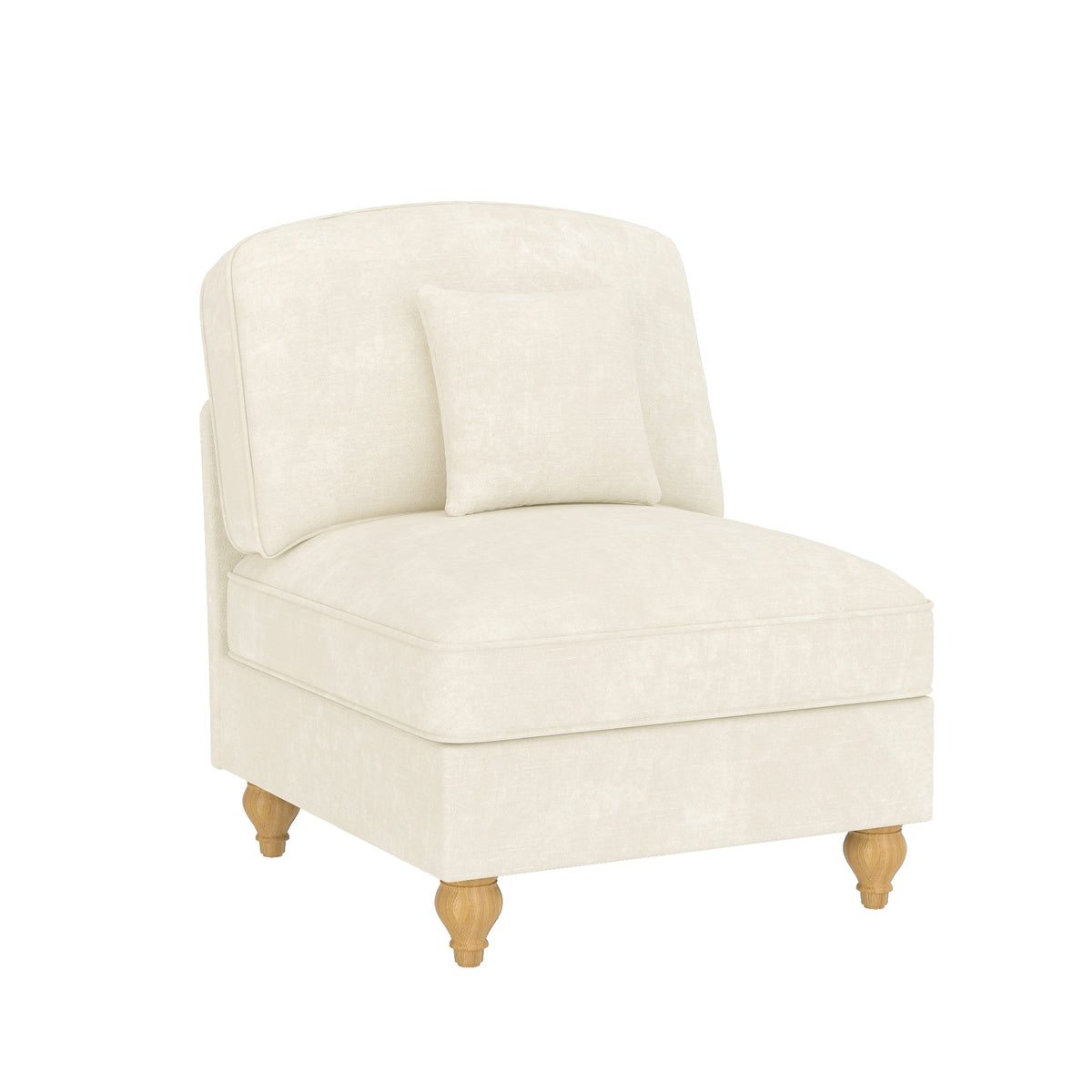 Windsor Sofa without Armrests with 1 Cushion, Chenille, White