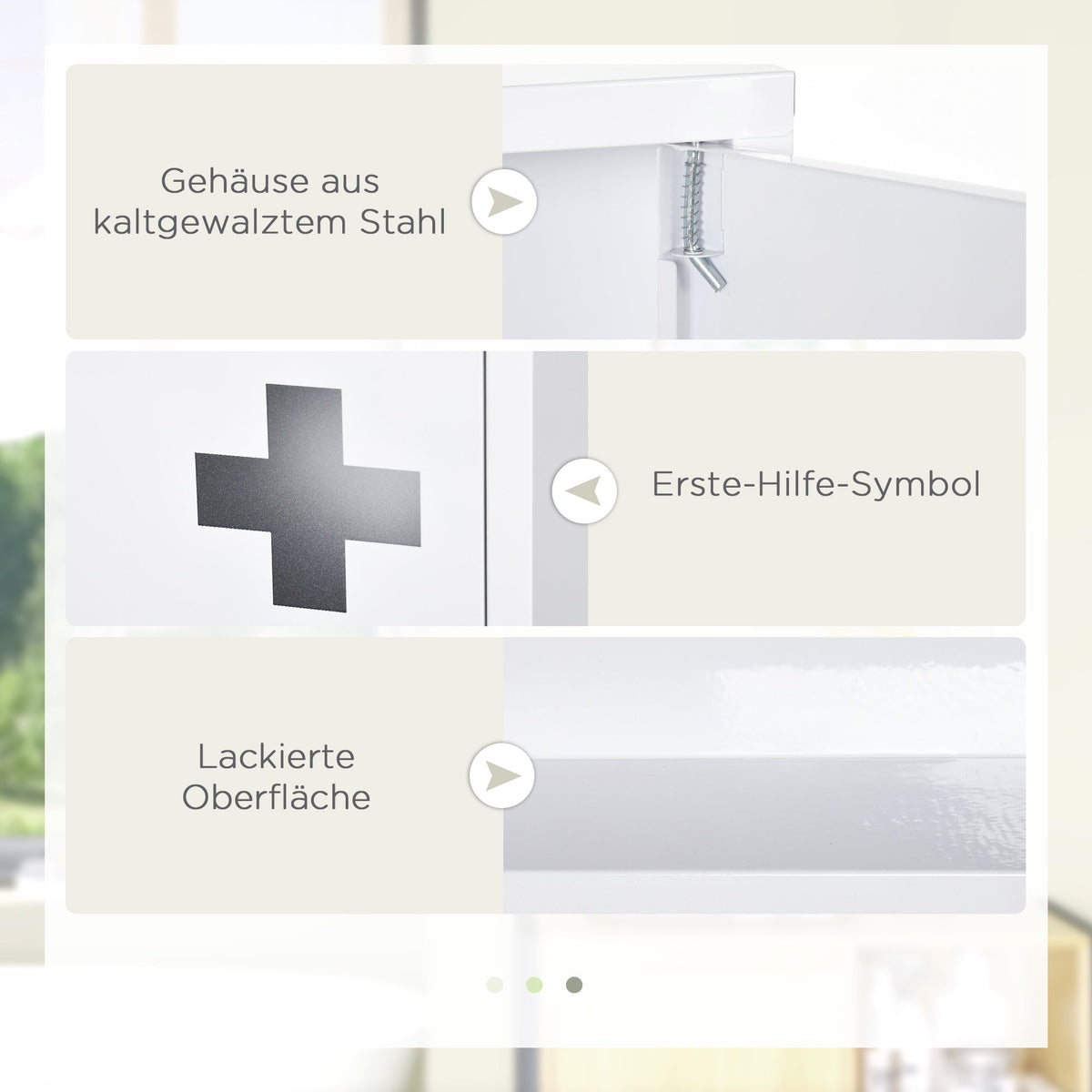 Medicine Cabinet First Aid 3 Inner Compartments Magnetic Closure 40x15x53.5 cm White
