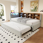 Sofa Bed 90x200 Pull-out LED Storage Flannel Light Grey