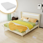 Modern Upholstered Bed with LED Headboard & Mattress, 160x200cm, Beige
