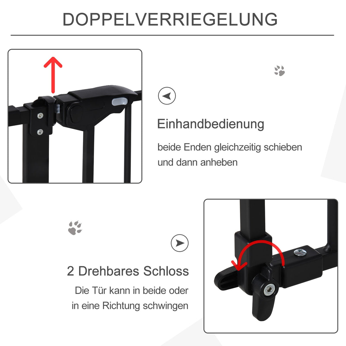 Pet Safety Gate, No Drilling Stair Gate, Metal Plastic, Black