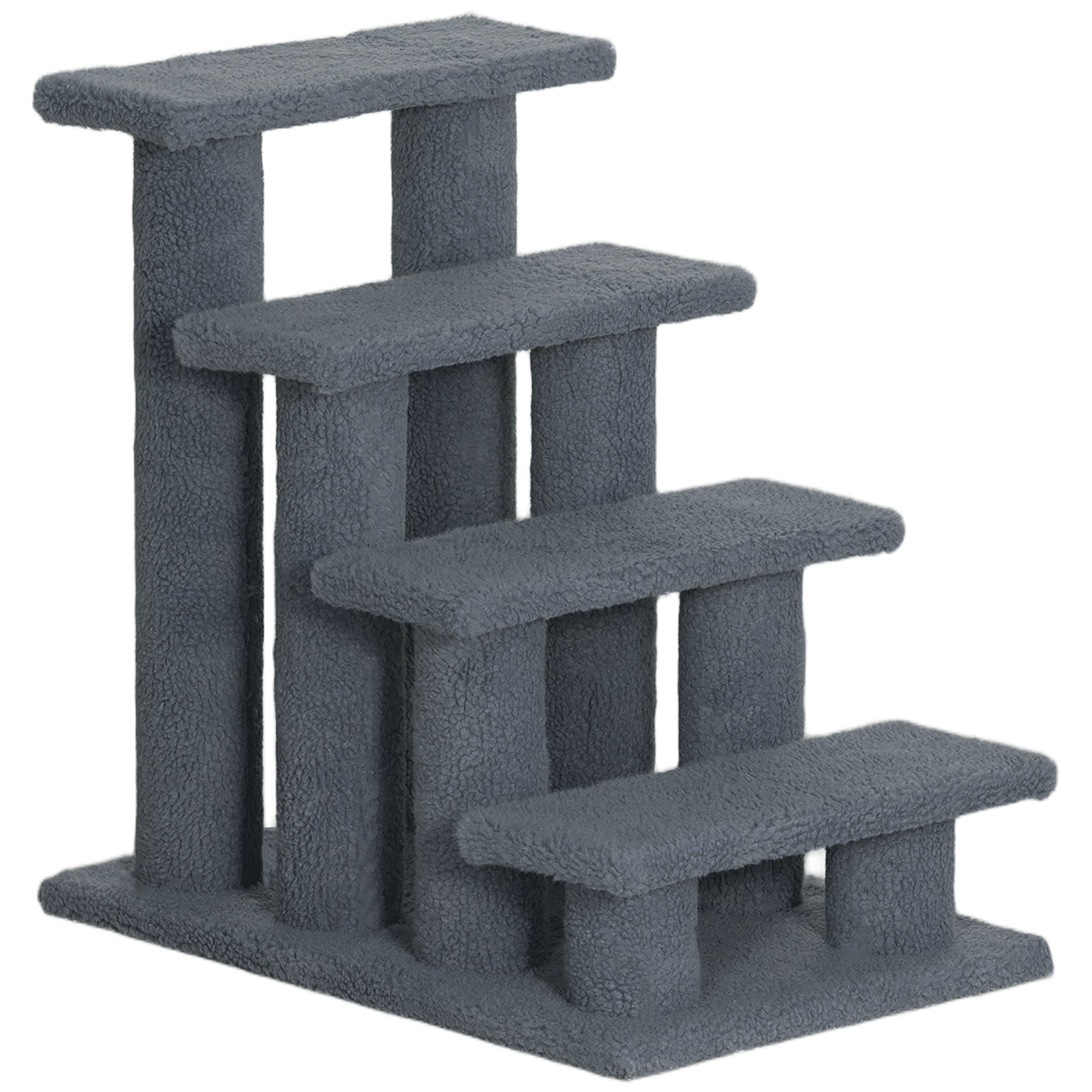 PawHut Pet Stairs 4 Steps for Cats and Dogs, Grey